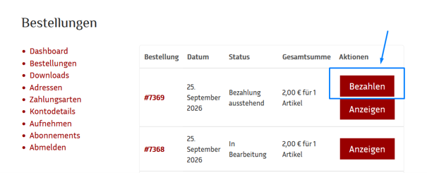 Mein Konto-Bestellungen-Bezahlen